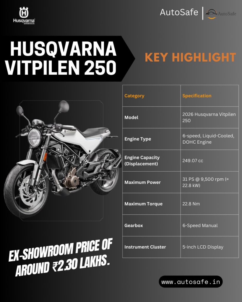 2026 Husqvarna Vitpilen 250 Specifications